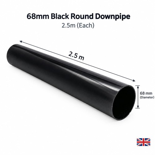 Floplast 68mm black round - 68mm,